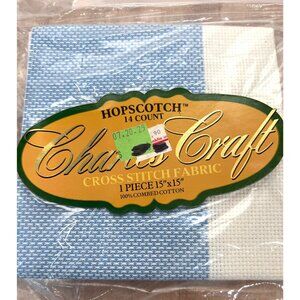 Charles Craft 14 Count Cross Stitch Fabric 15" x 15" Blue & White 100% Cotton